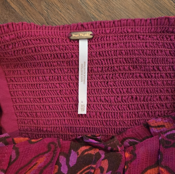 Free People Floral Pleated Ruffle Faux Corset Crop Tube Top - Picture 6 of 9